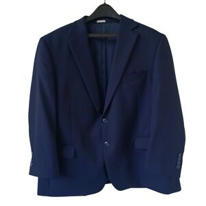 Joseph Abboud Mens Navy Blue Textured Two Button Double Vent Blazer Sport‎ Coat
